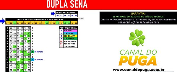 Planilha Dupla Sena - Esquema 20 Dezenas se Acertar 3 já tem Terno