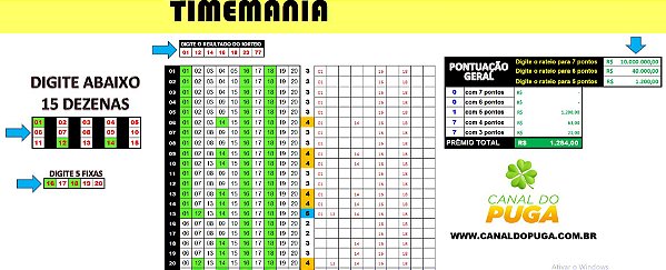 Planilha Timemania - Esquema em Camadas com 21 Jogos