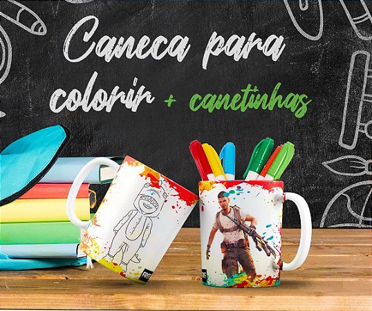 Kit Caneca Para Colorir Garena Free Fire 2.0