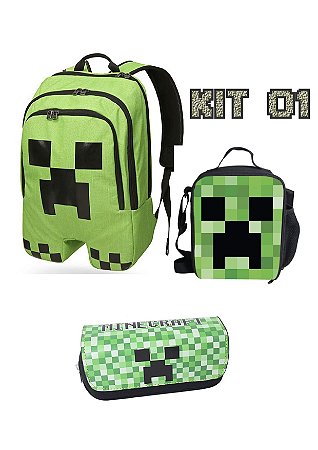Kit Minecraft c/ Mochila Original + Lancheira + Estojo Duplo - JR Comércio  & Importados
