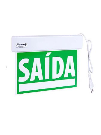 Sinalização saída SLIM Face Única verde emergência com adesivo 24x18cm