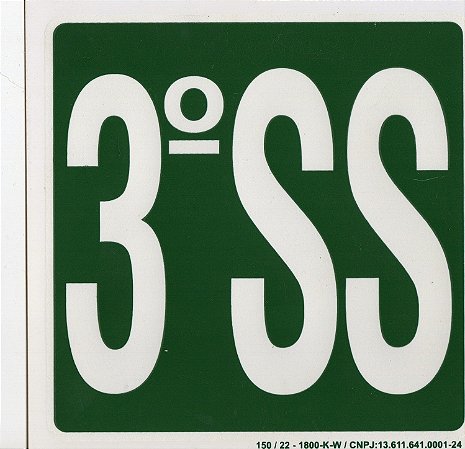 PLACA INDICATIVA - 3° SUBSOLO