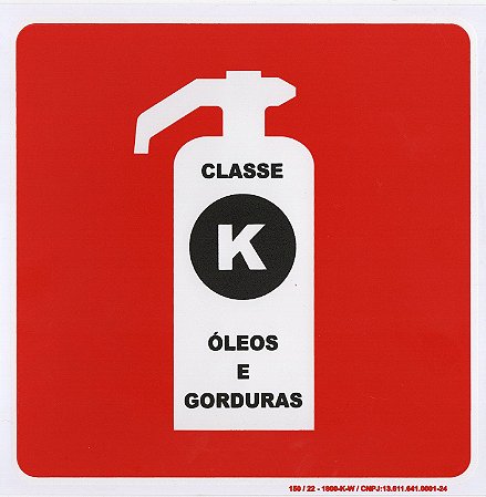 PLACA INDICATIVA DE EXTINTOR CLASSE K