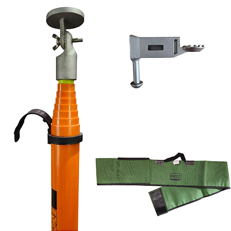 Vara De Manobra Telescópica Medição 8 Elementos - VTT-1/8M Com Sacola e Cabeçote