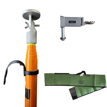 Vara Manobra Telescópica Medição 6 Elementos VTT- 1/6m Com Sacola e Cabeçote