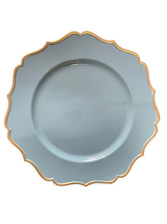 Sousplat Azul com borda dourada