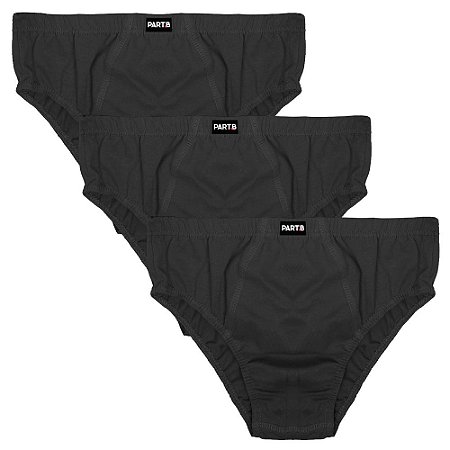 Kit com 3 Cuecas Slip Masculina Part.B Preta