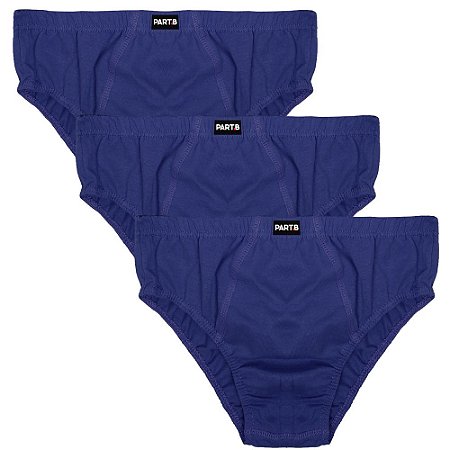 Kit com 3 Cuecas Slip Masculina Part.B Azul Marinho