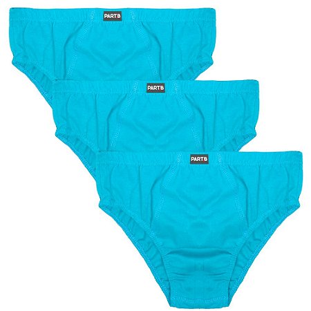 Kit com 3 Cuecas Slip Masculina Part.B Azul Claro