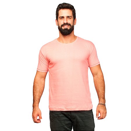 Camiseta Slim Masculina Básica Algodão Part.B Rosa