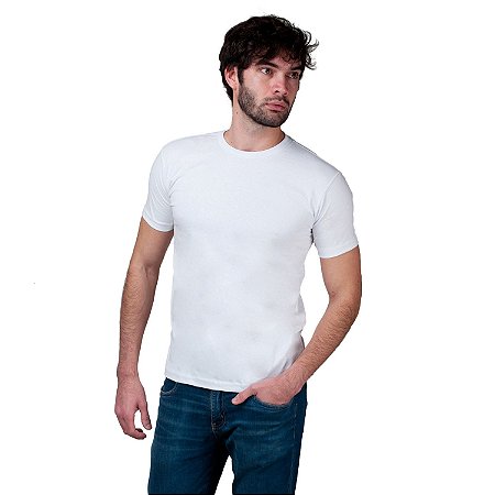 Camiseta Branca Básica Masculina T-shirt 100% Algodão - P em