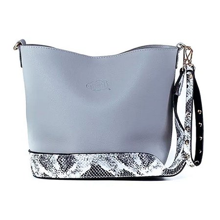 Bolsa Oumai Transversal Snake Cinza Feminina