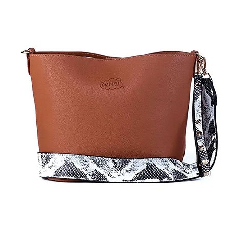 Bolsa Oumai Transversal Snake Caramelo Feminina