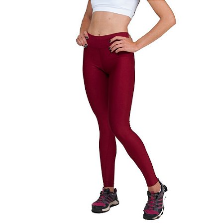 Kit com 3 Calças Legging Básica Suplex Vermelha