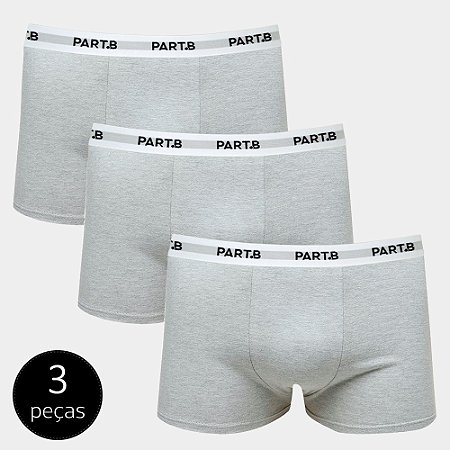 Kit Cueca Boxer Part.B Soft 3 Peças Cinza