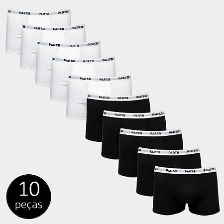 Kit Com 10 Cuecas Boxer Soft Part.B Cotton Multicor