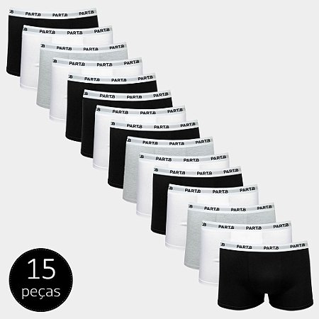 Kit Cueca Boxer Part.B Soft 15 Peças Colors