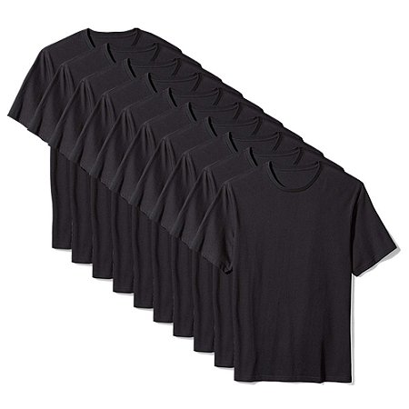Camisetas Básica Masculina Algodão Kit 10 Peças Preto