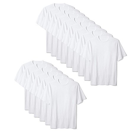 Camisetas Básica Masculina Algodão Kit 15 Peças Branco