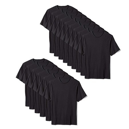 Camisetas Básica Masculina Algodão Kit 15 Peças Preto
