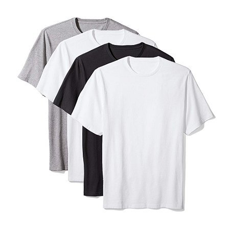 Camiseta Básica Masculina Algodão Kit 4 Peças Colors