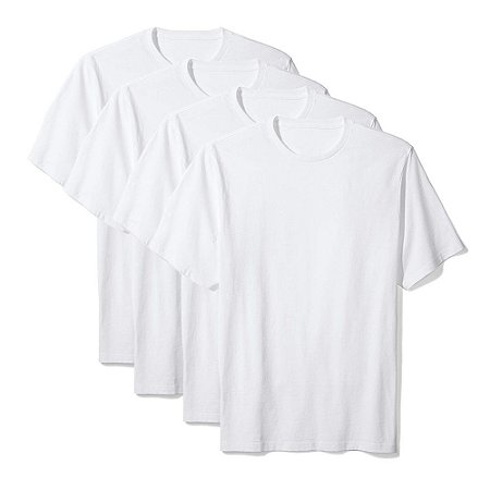 Camisetas Básica Masculina Algodão Kit 4 Peças Branca