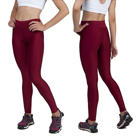 Kit com 2 Calças Legging Básica Suplex Vermelha