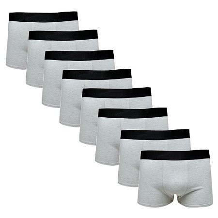 Kit Com 8 Cuecas Boxer Cotton Confort Masculina Part.B Cinza