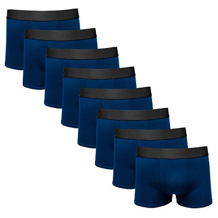 Kit Com 8 Cuecas Boxer Cotton Confort Masculina Part.B Azul Marinho