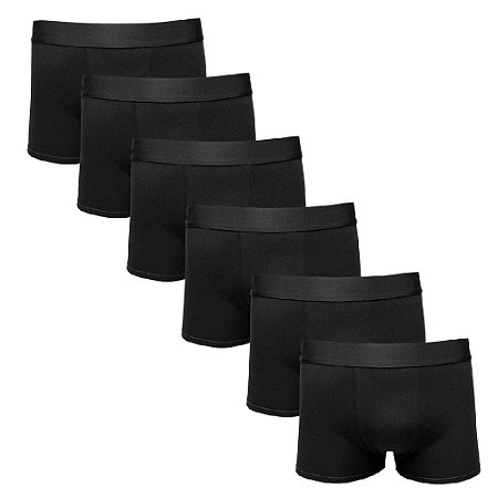 Kit Com 6 Cuecas Boxer Cotton Confort Masculina Part.B Preta