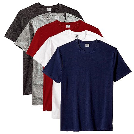 Kit com 5 Camisetas Masculina Básica Algodão Part.B Premium Noronha