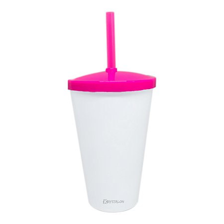 Copo para Milk Shake Branco e Rosa 550ml - Acrilico