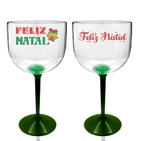 Kit 2 Taças Gin Bicolor Verde - Personalização Feliz Natal