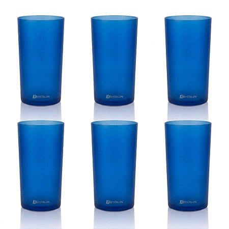 Kit 6 Copos Long Drink Policarbonato Azul 280ml