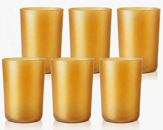 Kit 6 Copos Dourado 320ml Polipropileno ( Plástico Durável )