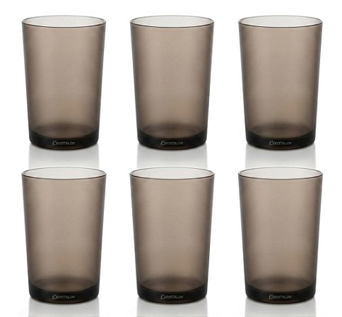 Kit 6 Copos Policarbonato Fumê 200ml