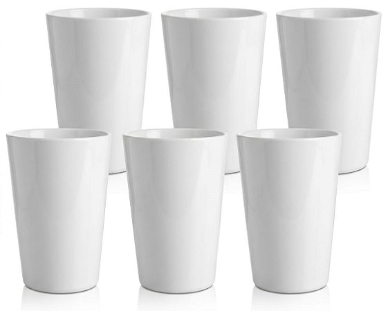 Kit 6 Copos Acrílicos Branco 360ml