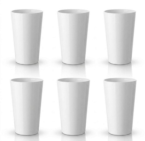 Kit 6 Copos Acrílicos Branco 500ml