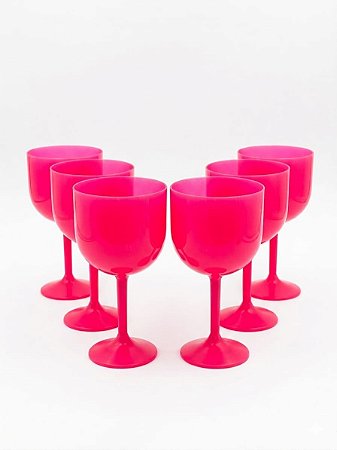 Kit 6 Taças Gin Acrílicas Rosa 550ml