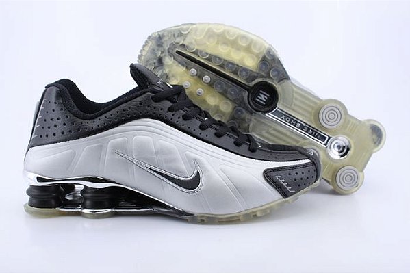 Tênis Nike Shox r4 2020 prata preto swoosh linha cinza solado clear cor  rara importado 4 molas autêntico - airmaxes