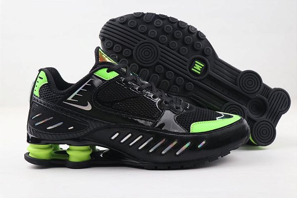 Lançamento Tênis Nike Shox enigma 2020 preto molas verdes importado famoso  4 molas autentico - airmaxes