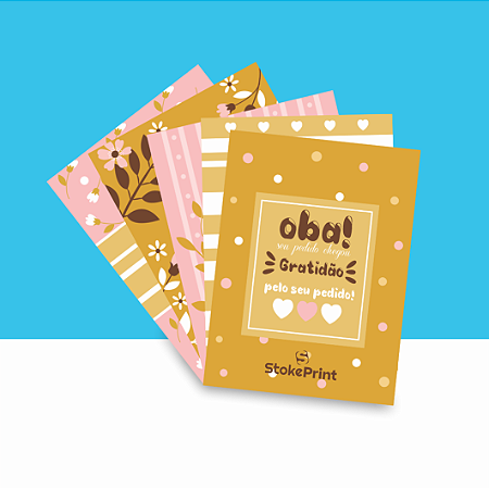 CARTÕES PERSONALIZADOS DE AGRADECIMENTO COM SUA MARCA 8,5x9,5CM FRENTE/VERSO