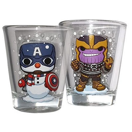 Funko POP Marvel - Shots Thanos e Capitão América