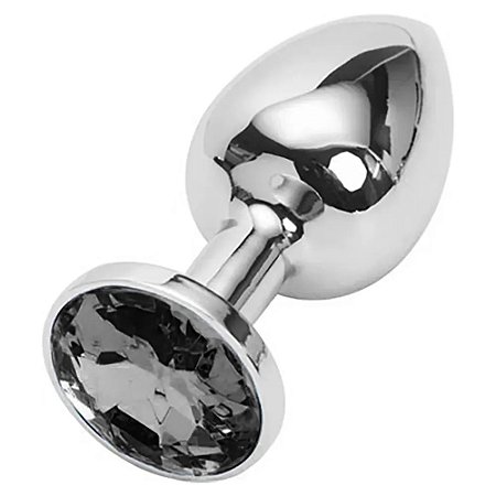PLUG ANAL EM INOX COM PEDRA DECORATIVA GRANDE