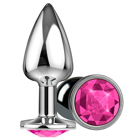 PLUG ANAL EM INOX COM PEDRA DECORATIVA GRANDE