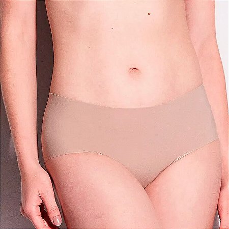 CALCINHA CINTURA ALTA EM MICROFIBRA LINHA NUDE HOPE
