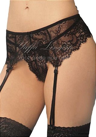 CINTA LIGA COM CALCINHA EM RENDA EM FLORAL YAFFA Y2046