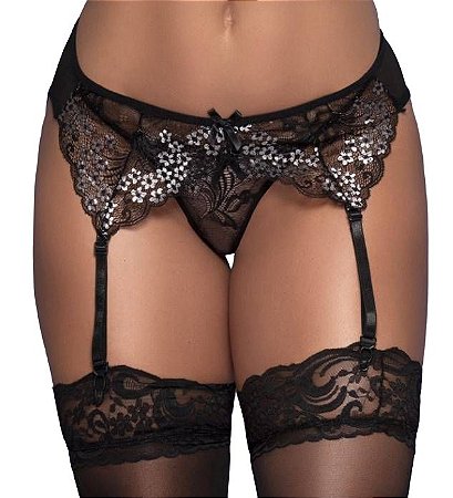 CINTA LIGA EM RENDA COM CALCINHA YAFFA Y2041