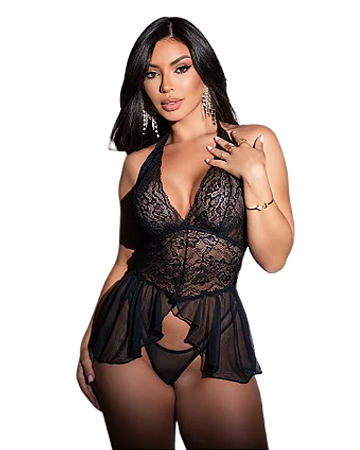 CAMISOLA EM RENDAO COM CALCINHA UNIVERSO FEMININO