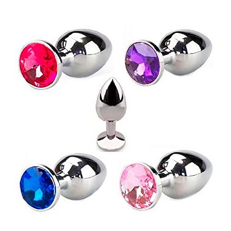PLUG ANAL EM INOX COM PEDRA